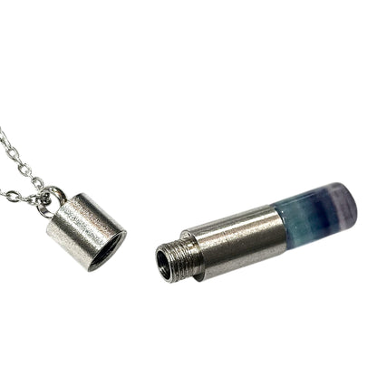 Collar Acero 45 Cms Cofre Deseo Con Piedra Natural Fluorita 600103553-25