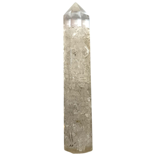 Obelisco Orgonita y Piedras Cuarzo Blanco 16 Cms Aprox