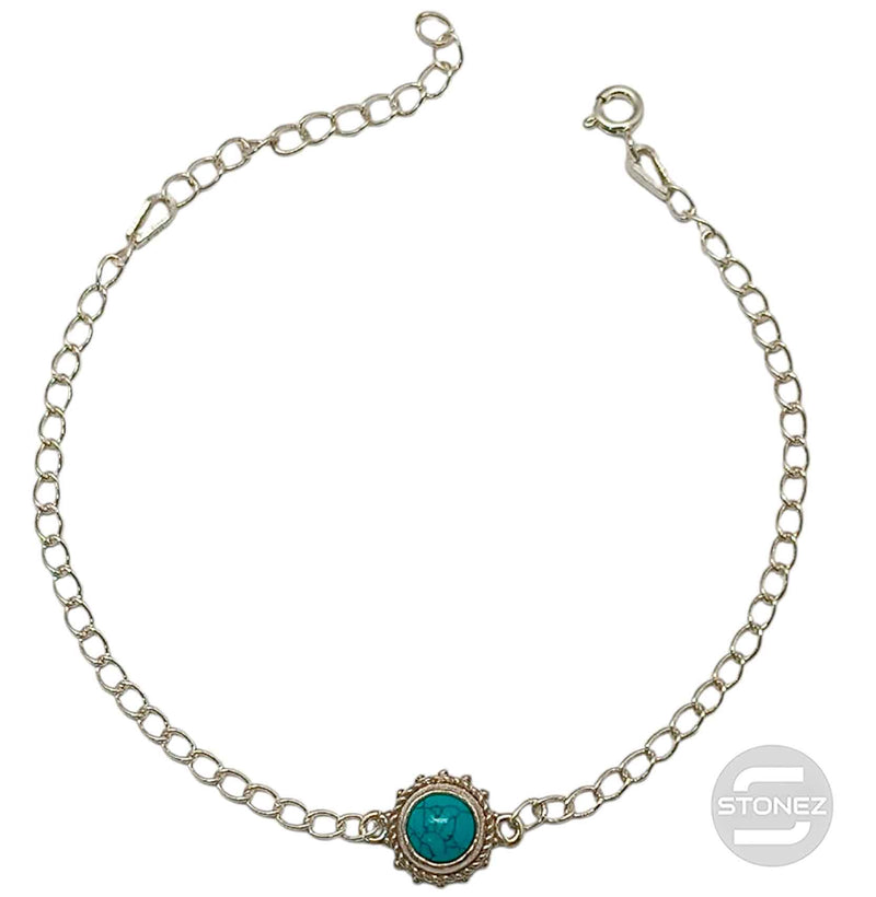 Carregue a imagem no visualizador da galeria, 59518-03 Pulsera Plata 925 Con Piedra Turquesina 17+3 Cms Aprox
