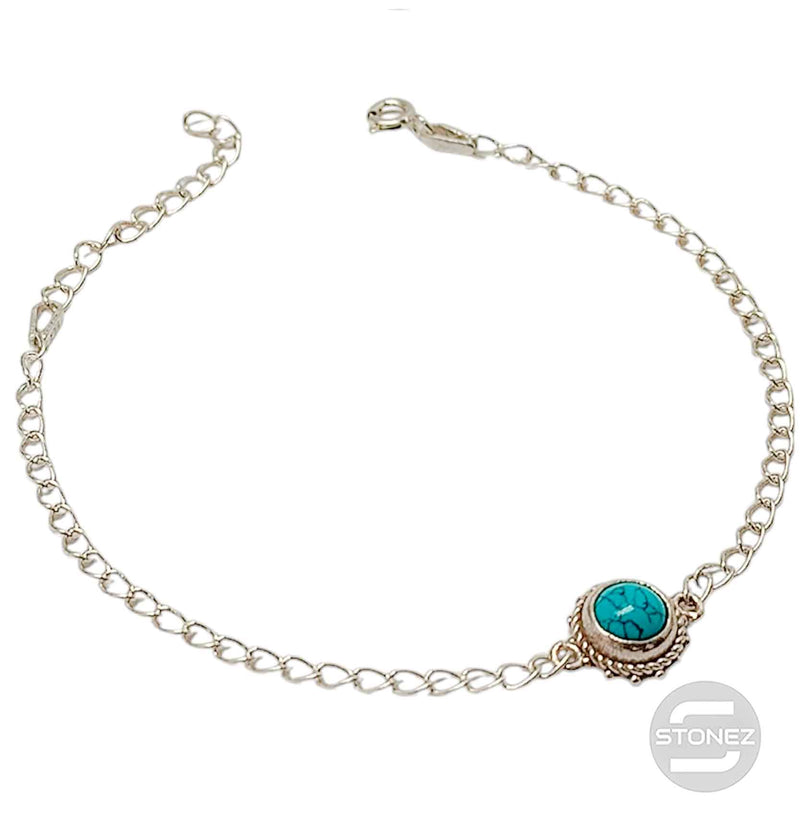 Carregue a imagem no visualizador da galeria, 59518-03 Pulsera Plata 925 Con Piedra Turquesina 17+3 Cms Aprox
