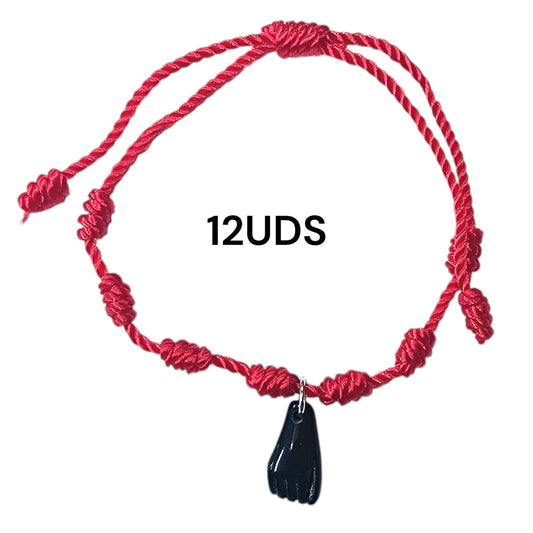 600104118 Paquete 12 Pulseras 7 Nudos Con Dije Puño Figa Resina