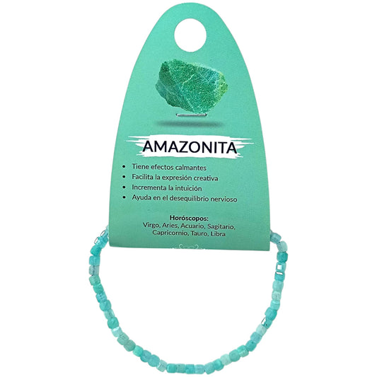 Pulsera Facetada Cubo Piedra Natural Amazonita 3 mm Ref: 600604216