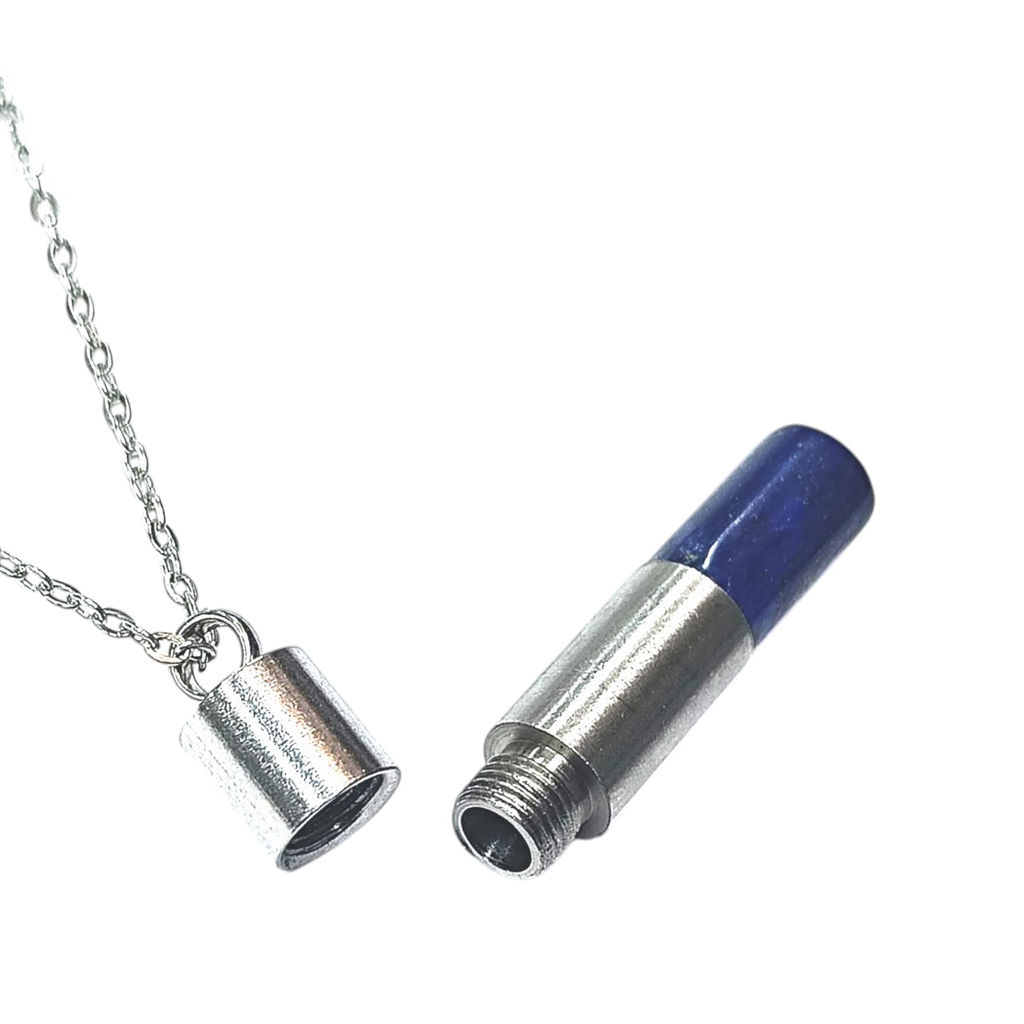 Collar Acero 45 Cms Cofre Deseo Con Piedra Natural Lapis Lazuli 600103553-13