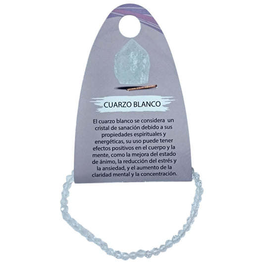 Pulsera Facetada Infantil Cuarzo Blanco 3 mm 15,5 Cms Aprox 600604264