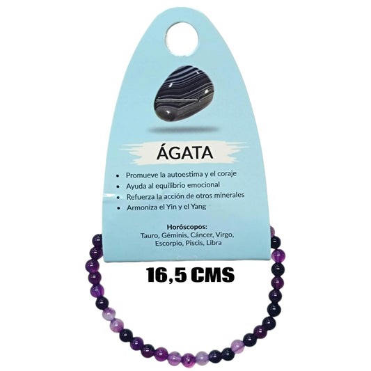 Pulsera Elastica Infantil 16,5 Cms Aprox Piedra Agata Morada 4 mm 600104508-27