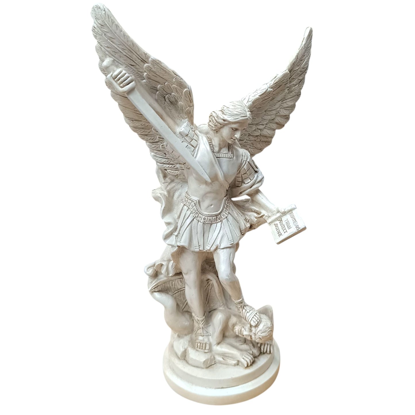 Figura En Resina Arcángel San Miguel 30 Cms Aprox En Color Blanco REF:600104408