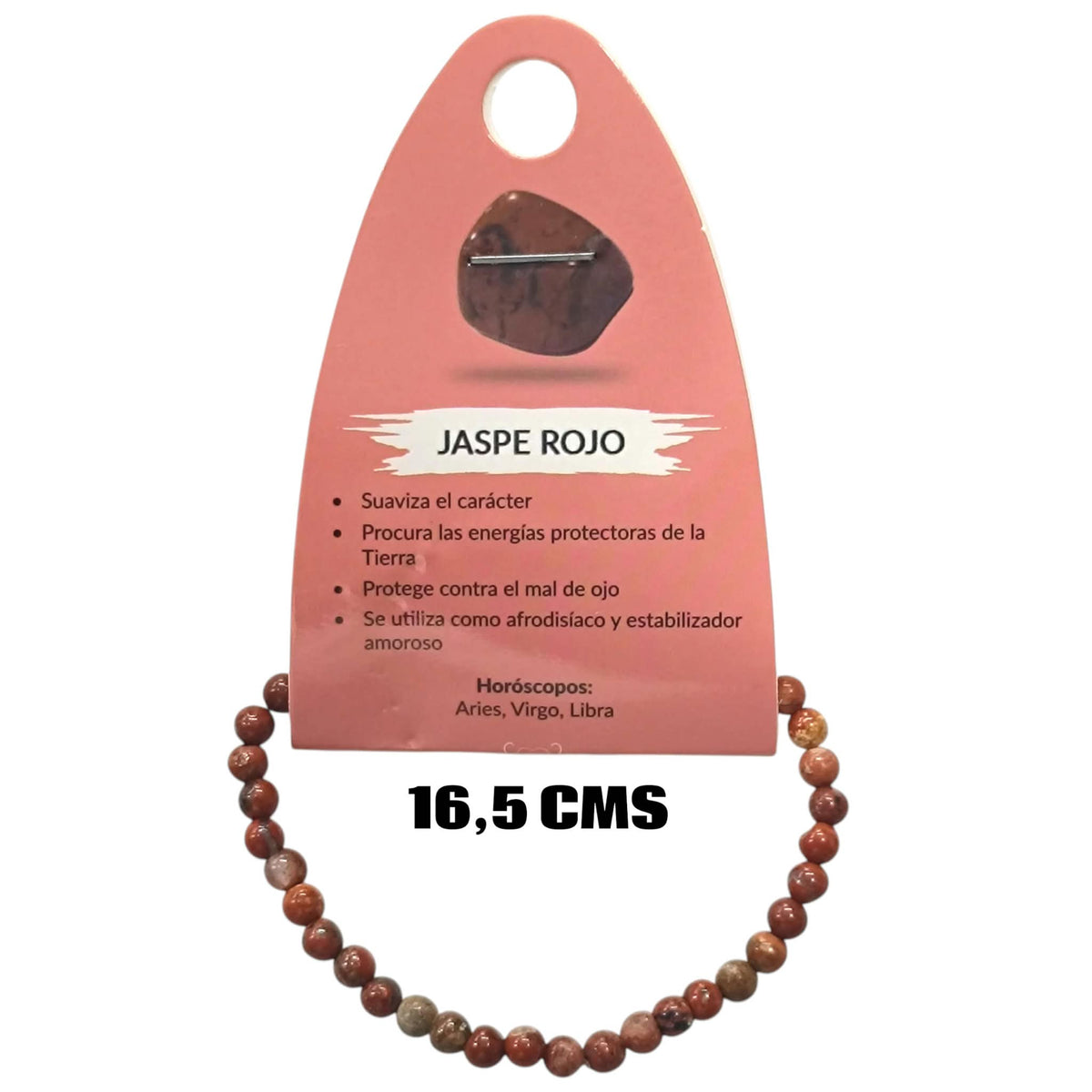 Pulsera Elastica Infantil 16,5 Cms Aprox Piedra Jaspe Rojo 4 mm 600104510-15