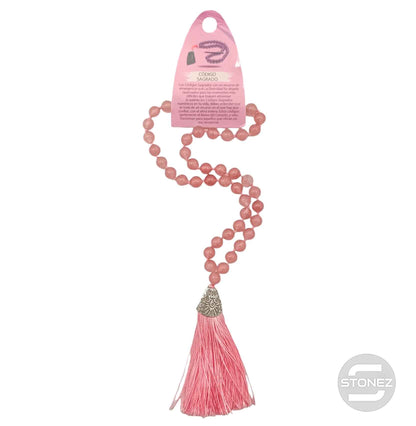 600101463-203 Codigo Sagrado 45 Cuentas Jade Teñido Rosa cerezo Bola 8mm