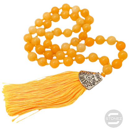 600101463-205 Codigo Sagrado 45 Cuentas Jade Teñido Amarillo Bola 8mm. - stonez