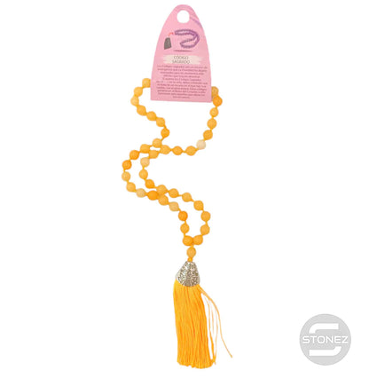 600101463-205 Codigo Sagrado 45 Cuentas Jade Teñido Amarillo Bola 8mm. - stonez