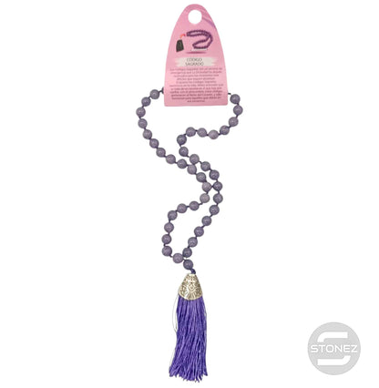 600101463-214 Codigo Sagrado 45 Cuentas Jade Teñido Violeta Bola 8mm. - stonez