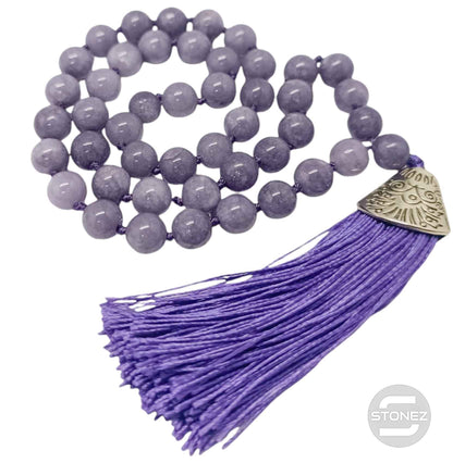 600101463-214 Codigo Sagrado 45 Cuentas Jade Teñido Violeta Bola 8mm. - stonez