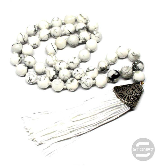 600101464-14 Codigo Sagrado 45 Cuentas Howlite Bola 8mm