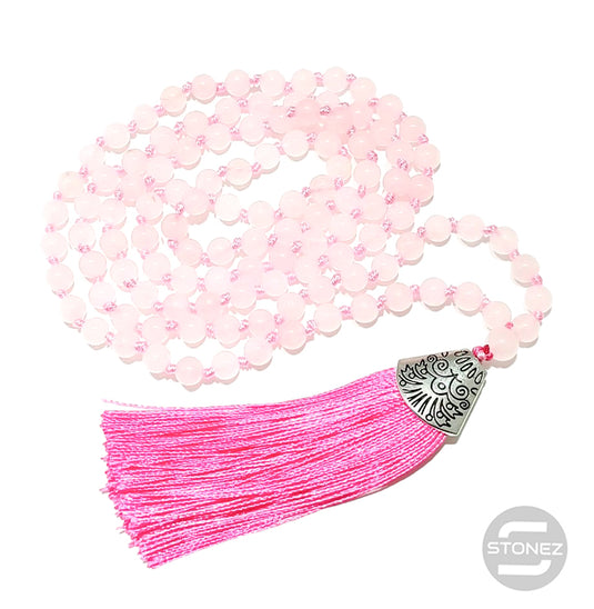 600101466-02 Japa Mala 108 Cuentas Cuarzo Rosa Bola 6mm