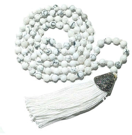 600101467-14 Japa Mala 108 Cuentas Howlite Bola 6mm.