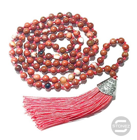 600101467-15 Japa Mala 108 Cuentas Jaspe Rojo Bola 6 mm.