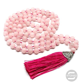 600101469-02 Japa Mala 108 Cuentas Cuarzo Rosa Bola 8mm