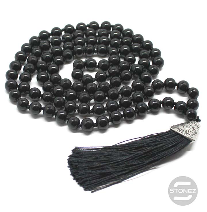 Cargue la imagen en el visor de la galería, 600101469-04 Japa Mala 108 Cuentas Onix Bola 8mm
