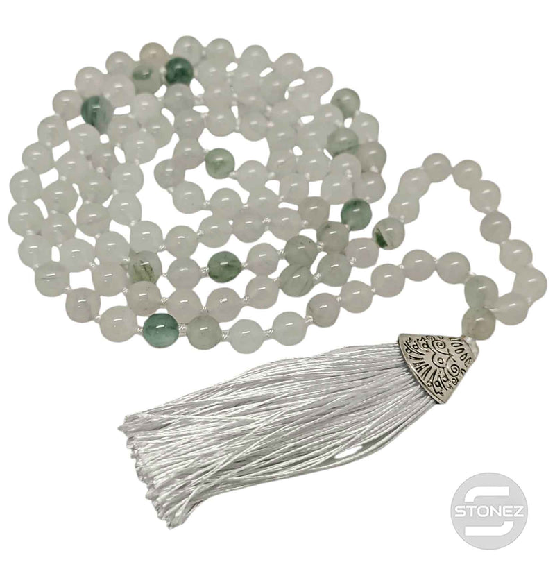 Cargue la imagen en el visor de la galería, 600101470-83 Japa Mala 108 Cuentas Jade Blanco Bola 8mm
