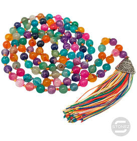 600101470-84 Japa Mala 108 Cuentas Agata Multi Bola 8mm.