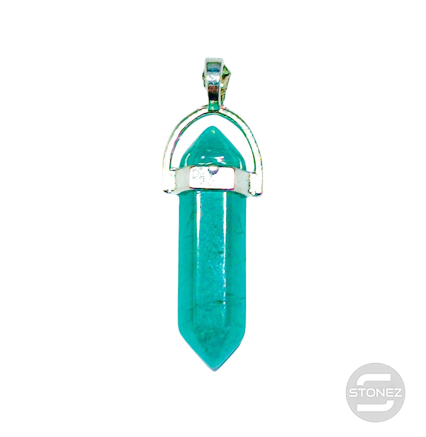 600101816 Colgante Doble Punta Piedra Cuarzo Azul 4 Cms Aprox Engarzado En Metal