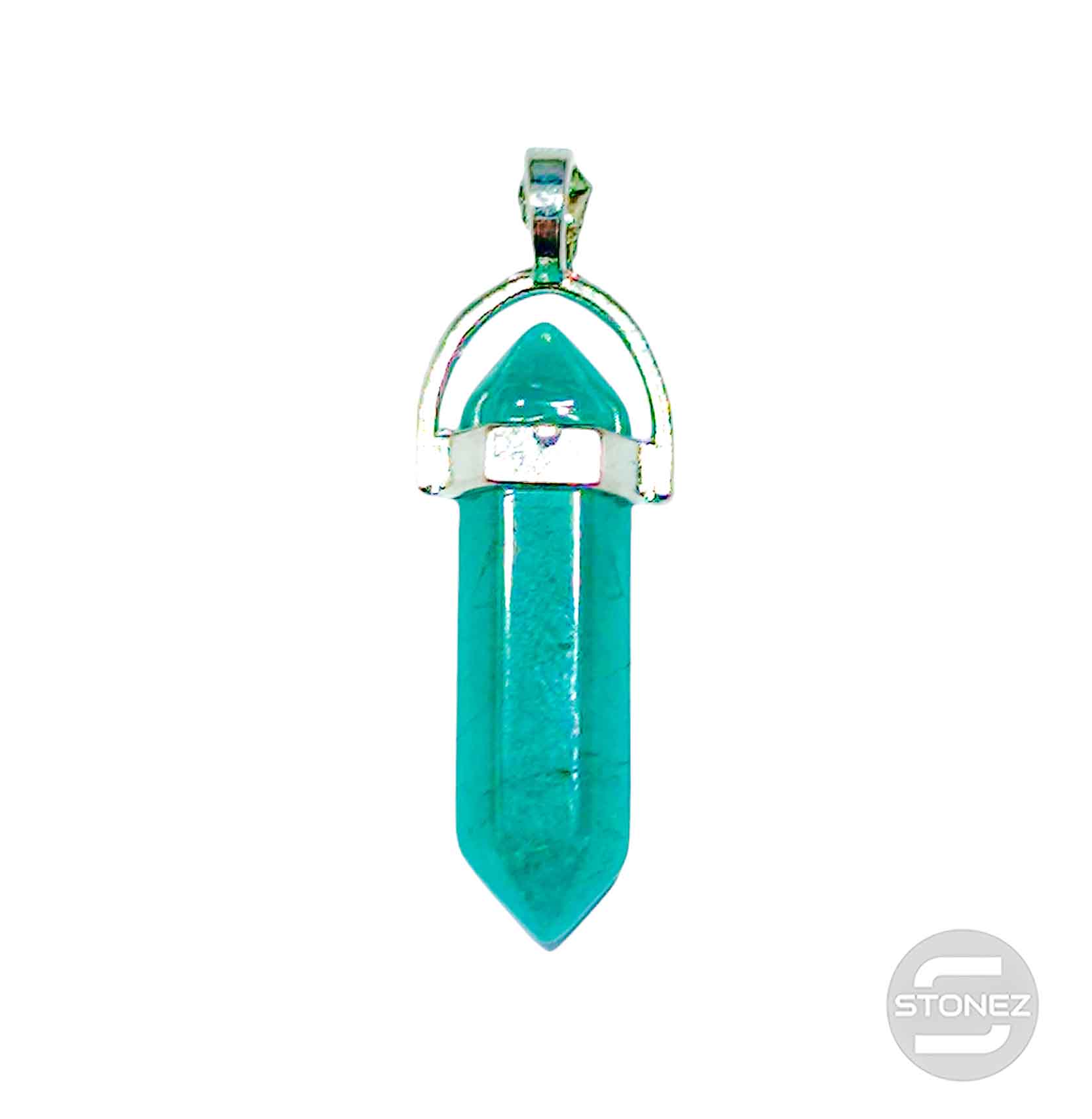 600101816 Colgante Doble Punta Piedra Cuarzo Azul 4 Cms Aprox Engarzado En Metal