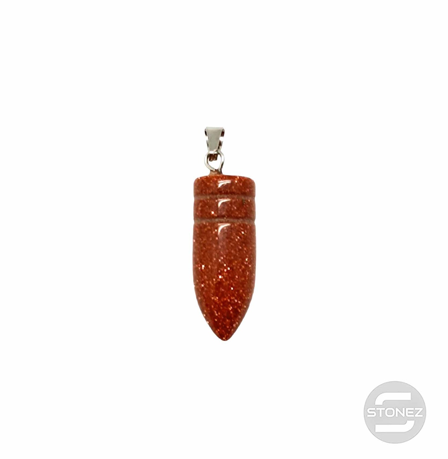 600101818 Colgante Piedra Aventurina Dorada En Forma De Bala 3 Cms Aprox Engarzado En Metal