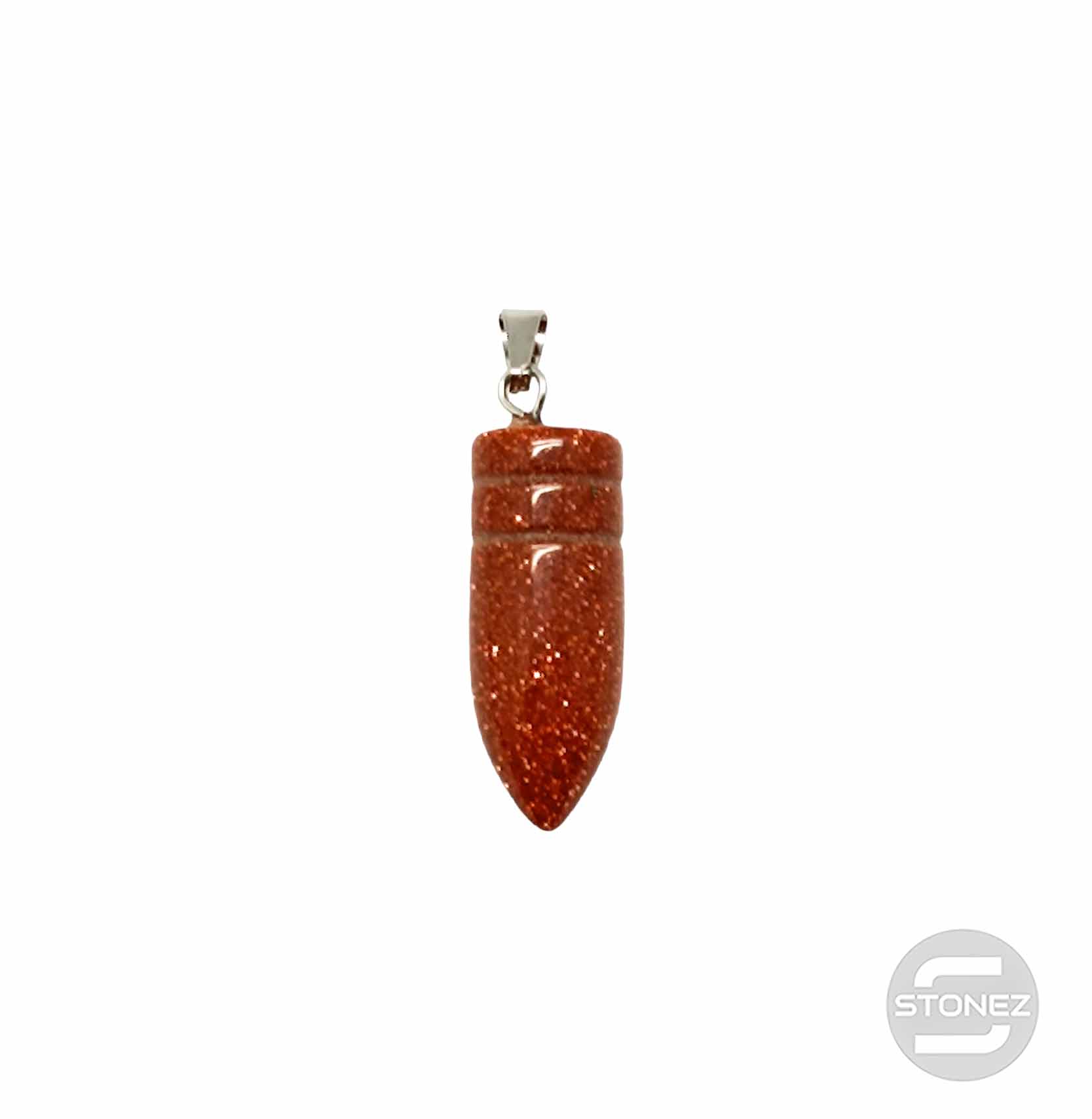 600101818 Colgante Piedra Aventurina Dorada En Forma De Bala 3 Cms Aprox Engarzado En Metal