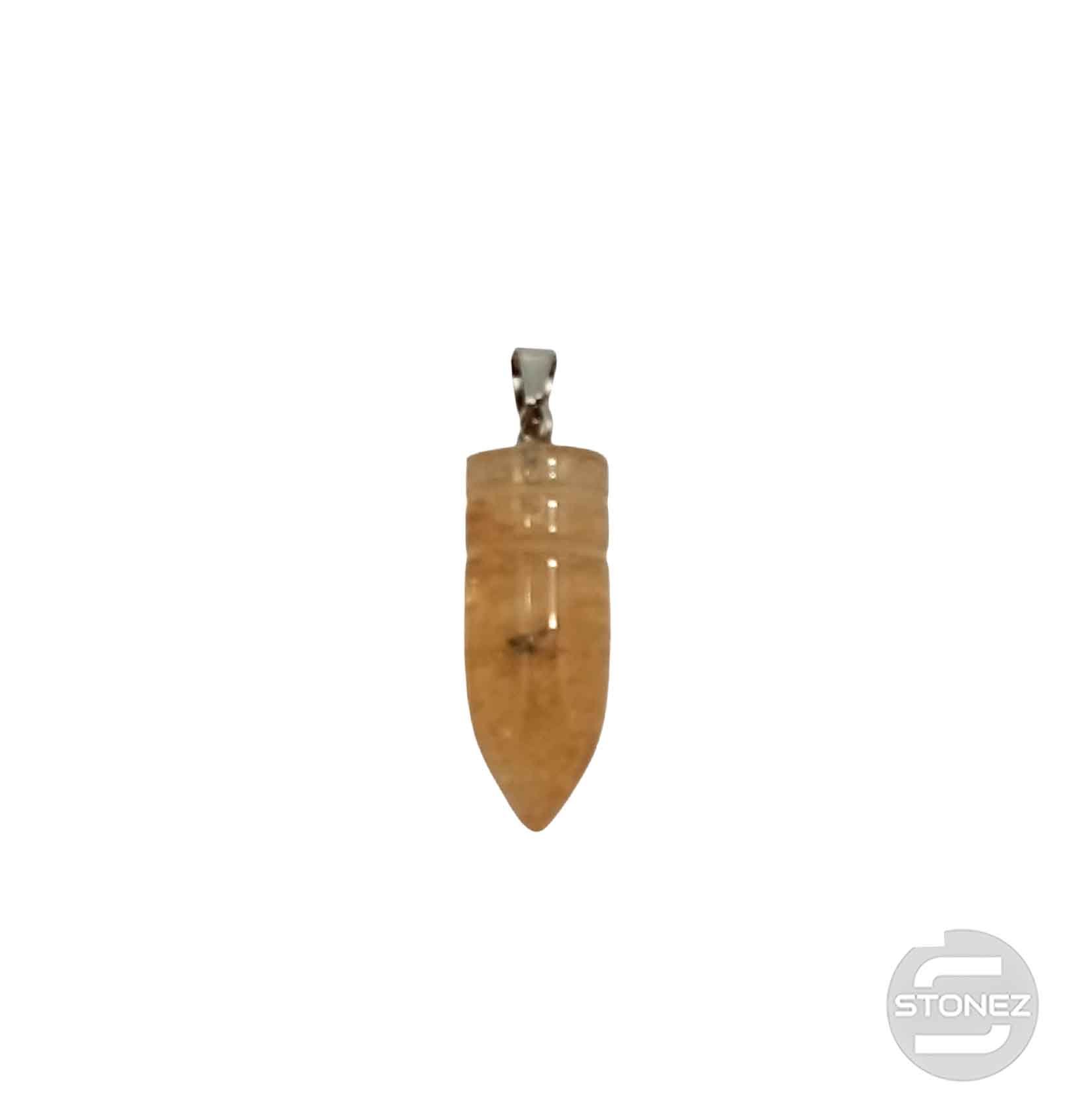 600101818 Colgante Piedra Cuarzo Dorado Rutilado En Forma De Bala 3 Cms Aprox Engarzado En Metal