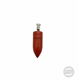 600101818 Colgante Piedra Jaspe Rojo En Forma De Bala 3 Cms Aprox Engarzado En Metal