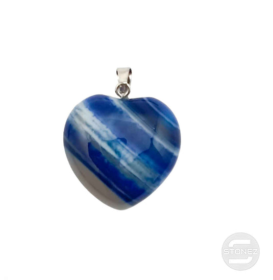 600101820 Colgante Corazón Piedra Agata Azul 30 mm Aprox Engarzado En Metal