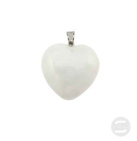 600101820 Colgante Corazón Piedra Cuarzo Blanco 30 mm Aprox Engarzado En Metal