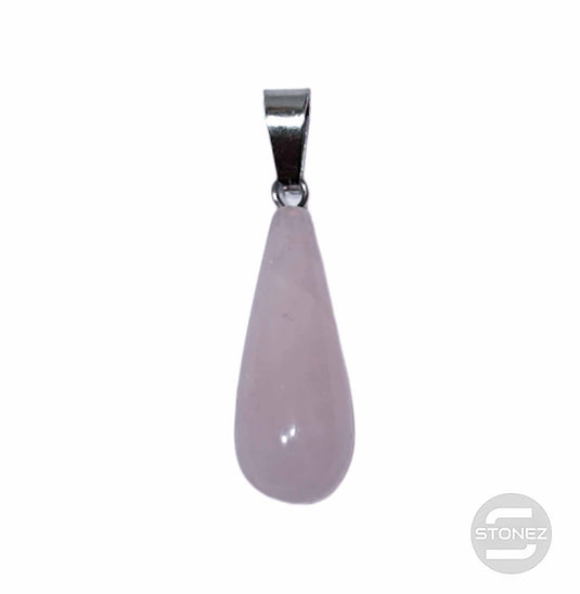 600102050 Colgante Lagrima Piedra Natural Cuarzo Rosa 28 mm Aprox Con En Metal