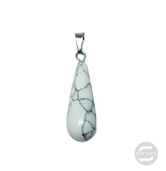 600102050 Colgante Lagrima Piedra Howlite 28 mm Aprox Con En Metal