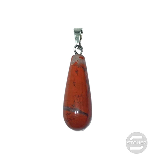 600102050 Colgante Lagrima Piedra Jaspe Rojo 28 mm Aprox Con En Metal