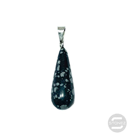 600102050 Colgante Lagrima Piedra Obsidiana Nevada 28 mm Aprox Con En Metal