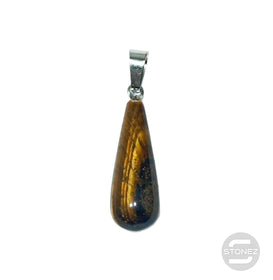 600102050 Colgante Lagrima Piedra Ojo De Tigre 28 mm Aprox Con En Metal