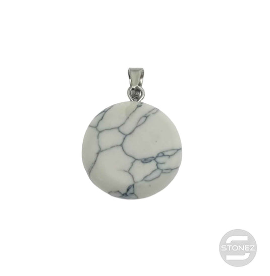 600102051 Colgante Botón Piedra Howlite 20 mm Aprox Con En Metal