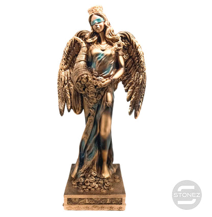 600102136-03 FIgura Diosa De La Fortuna Con Alas 35 Cms Aprox Color Cobre/Verde