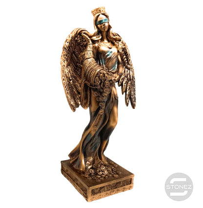 600102136-03 FIgura Diosa De La Fortuna Con Alas 35 Cms Aprox Color Cobre/Verde