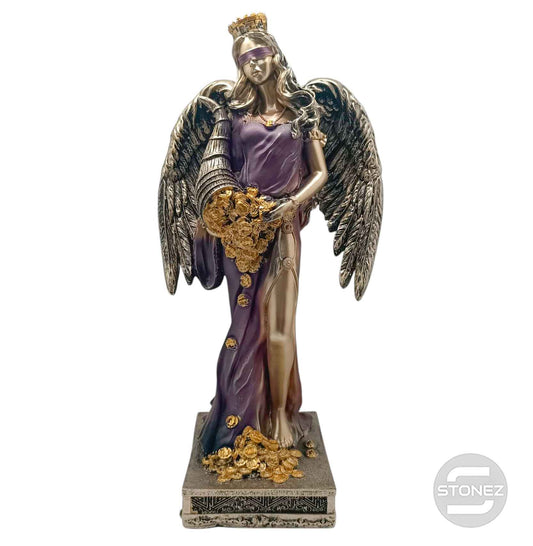 600102136 FIgura Diosa De La Fortuna Con Alas 35 Cms Aprox Color Cobre/Morado