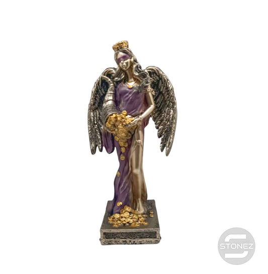 600102137 FIgura Diosa De La Fortuna Con Alas 28 Cms Aprox Color Cobre/Morado