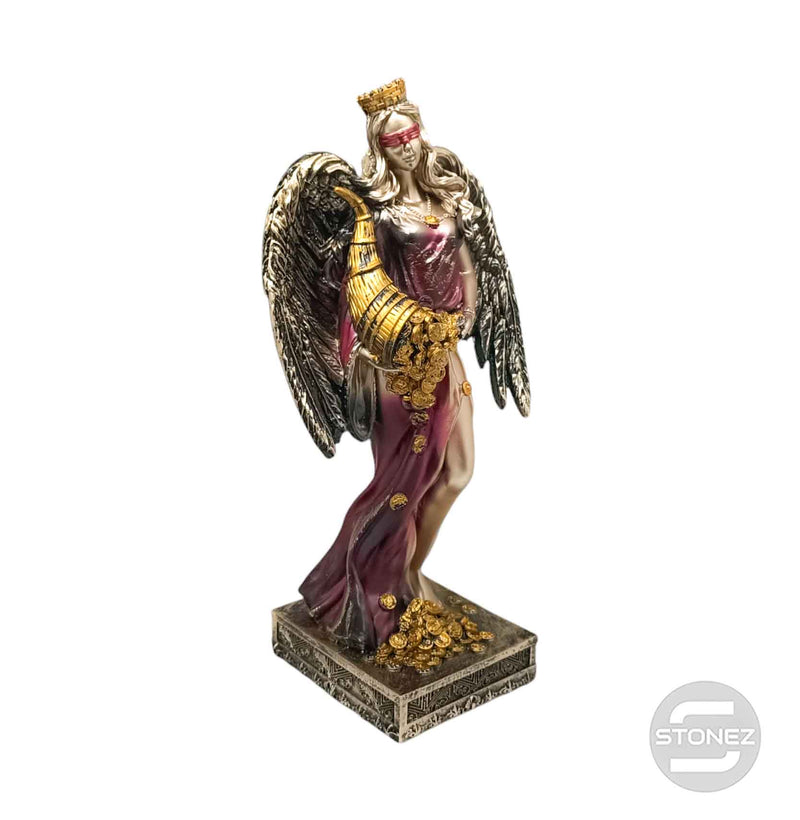 Cargue la imagen en el visor de la galería, 600102137-02 FIgura Diosa De La Fortuna Con Alas 28 Cms Aprox Color Cobre/Rojo
