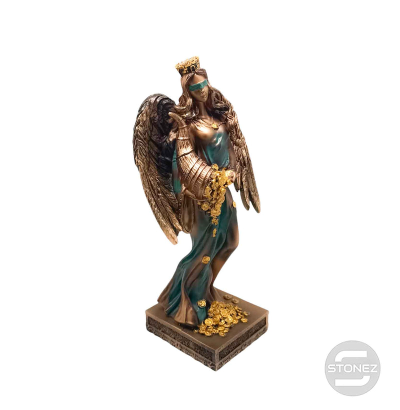 Cargue la imagen en el visor de la galería, 600102137 FIgura Diosa De La Fortuna Con Alas 28 Cms Aprox Color Cobre/Verde
