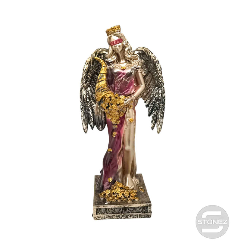 Cargue la imagen en el visor de la galería, 600102137-02 FIgura Diosa De La Fortuna Con Alas 28 Cms Aprox Color Cobre/Rojo
