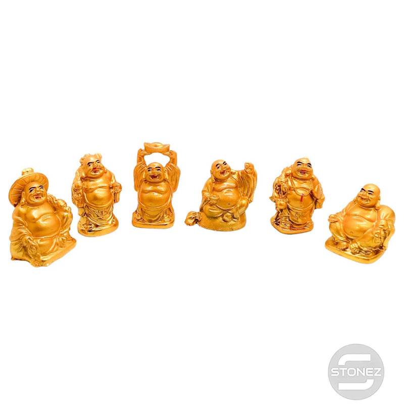 Cargue la imagen en el visor de la galería, 600102145 Juego 6 Pcs Figura Buda Paz En Resina 4 Cms Aprox Color Dorado
