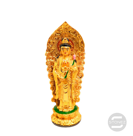 600102146-02 Figura Quan Yin En Resina 18 Cms Aprox Color Dorado