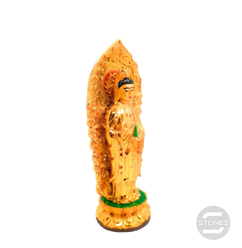 Carregue a imagem no visualizador da galeria, 600102146-03 Figura Quan Yin En Resina 18 Cms Aprox Color Dorado
