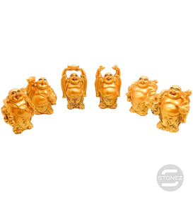 600102148 Juego 6 Pcs Figura Buda Paz En Resina 6,5 Cms Aprox Color Dorado