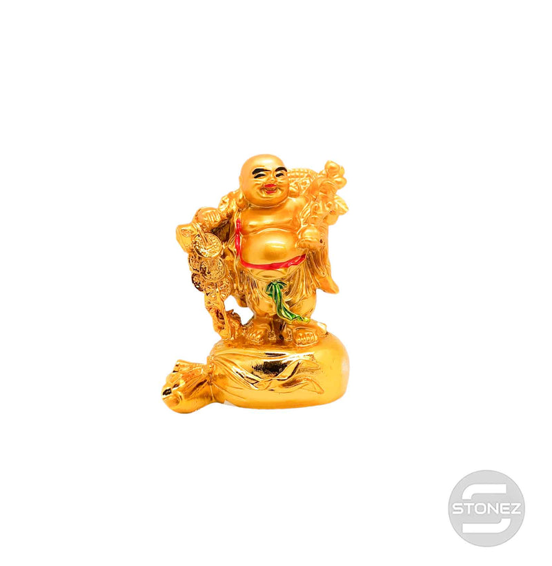 Cargue la imagen en el visor de la galería, 600102150-01 Figura Buda Paz En Resina 8 Cms Aprox Color Dorado
